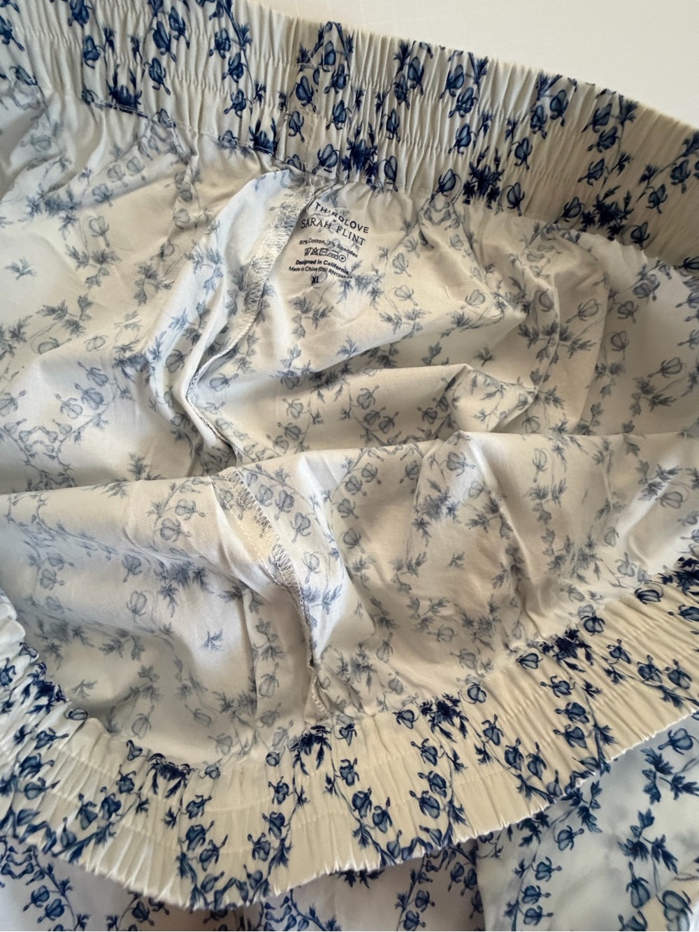 ThirdLove Cream Top with Blue Floral Print light material perfect for summer - Picture 10 of 10